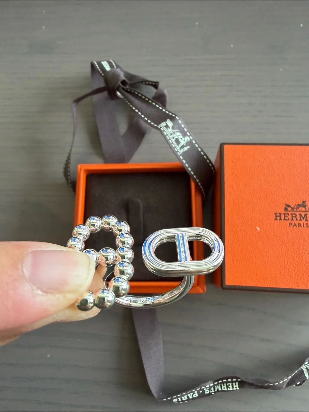 Hermès Silver Ring- Size 56